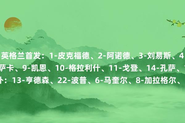 英格兰首发：1-皮克福德、2-阿诺德、3-刘易斯、4-赖斯、5-斯通斯、7-萨卡、9-凯恩、10-格拉利什、11-戈登、14-孔萨、19-戈麦斯英格兰替补：13-亨德森、22-波普、6-马奎尔、8-加拉格尔、12-利夫拉门托、15-科尔维尔、16-格伊、17-吉布斯-怀特、18-梅努、20-鲍文、21-埃泽、23-马杜埃凯芬兰首发：1-赫拉德茨基、5-阿尔图、4-罗伯托、13-亚当施泰尔、18-乌