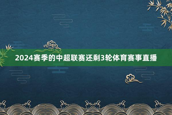 2024赛季的中超联赛还剩3轮体育赛事直播